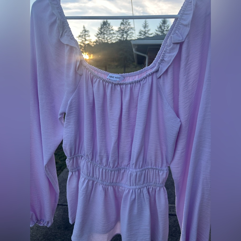 Nine West Lavender Ruffle Blouse